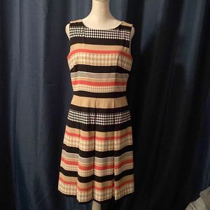 Tahari Striped Pleated Dress Size 6